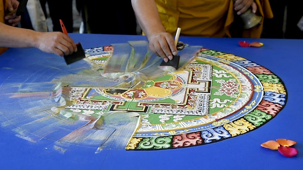 Tibetan monks create sand mandala at OCC in Syracuse - YouTube