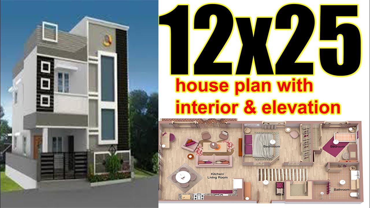 12x25 House  plan  with Interior Elevation  complete  YouTube