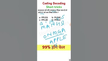Reasoning Tricks|Coding Decoding Short Tricks|#shorts #ssccgl #maths #ytshorts