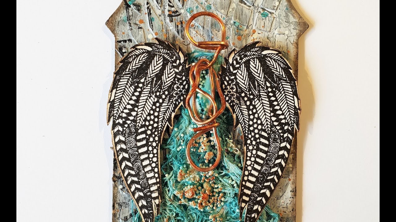 Fly, mixed media tag with new stamps from Rubber Dance