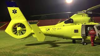 Helicóptero faz pouso no Benitão para transportar paciente