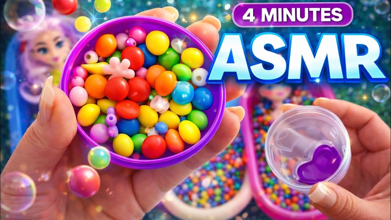 ASMR 4 Minutes of Relaxing Sounds 🛁 Candy on Dolls & Fidget Toy (No Talking)