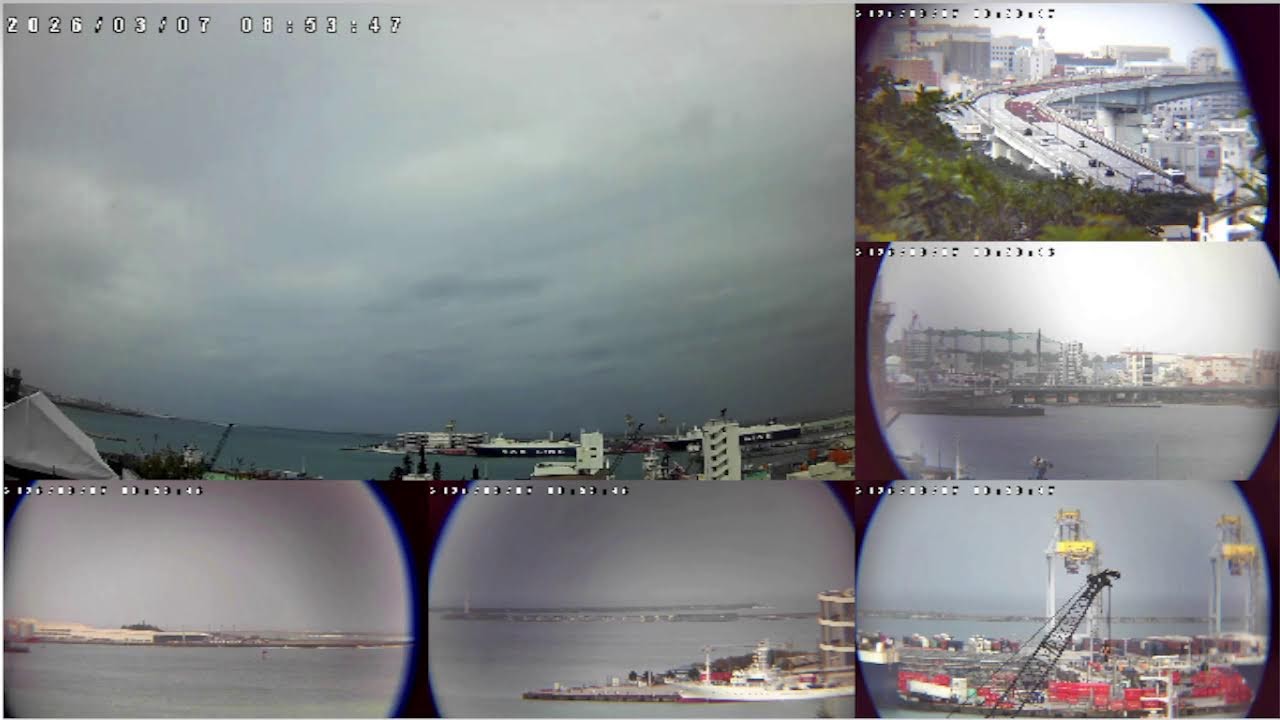 🛑沖縄ライブカメラ同時モニター【LIVE】那覇新港 那覇空港北側 那覇市 ライブ カメラ NAHA OKINAWA port   泊港入口 泊大橋 第二クルーズバース 那覇クルーズターミナル