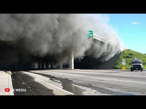 Electric School Bus￼ Catches Fire Under Bridge!