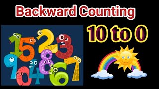 Reverse counting 10 to 0 | Backward counting 10 to 0 with spelling | Learn Reverse counting for Kids