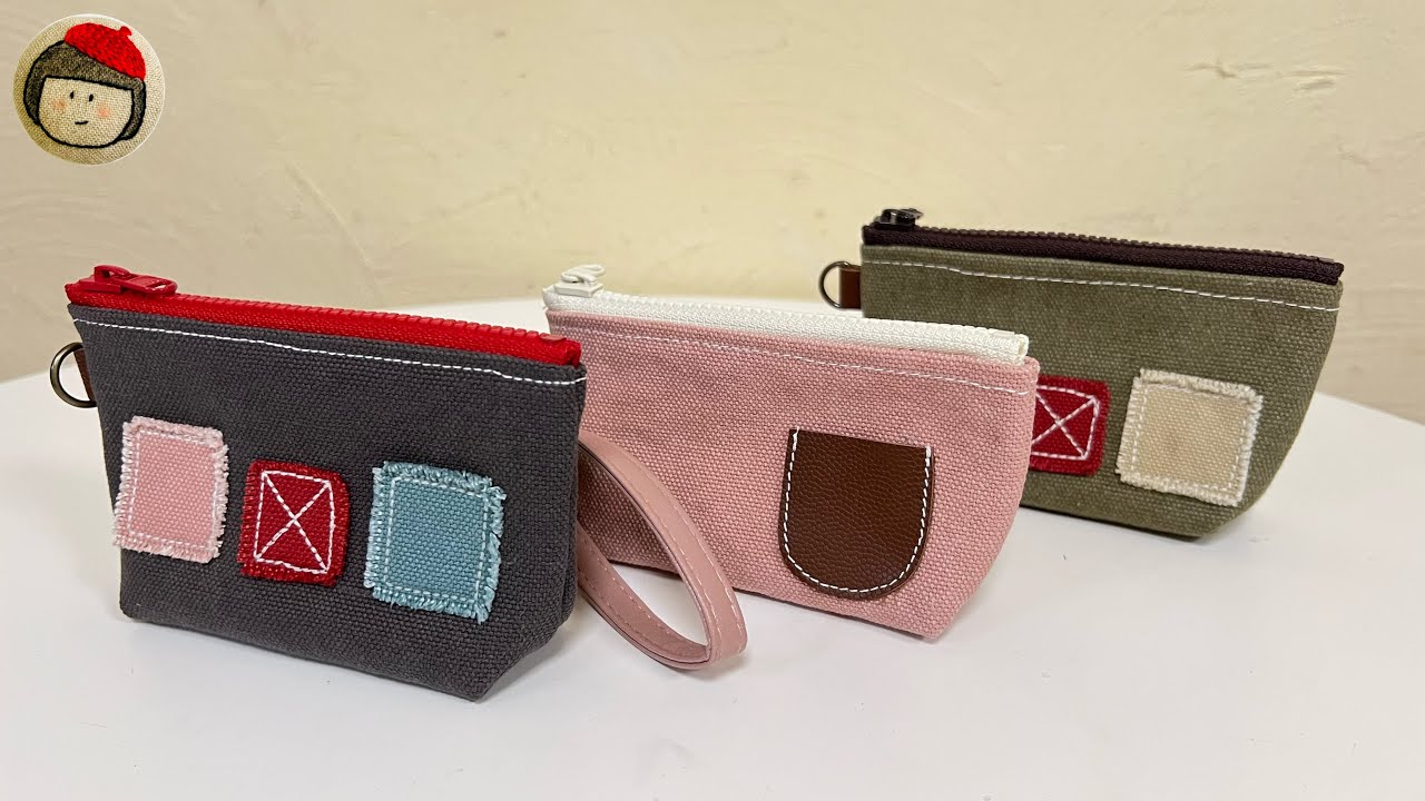 ハンドメイドハラコ使用BigNeckless Mini pouch made without lining using a home sewing machine - YouTube