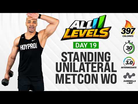 30 MIN Full Body Standing METCON Workout (No Jumping - Unilateral) - ALL LEVELS Day 19