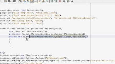 Java prog#89.JavaMail : transfer email using gmail SMTP I:Make your code interactive