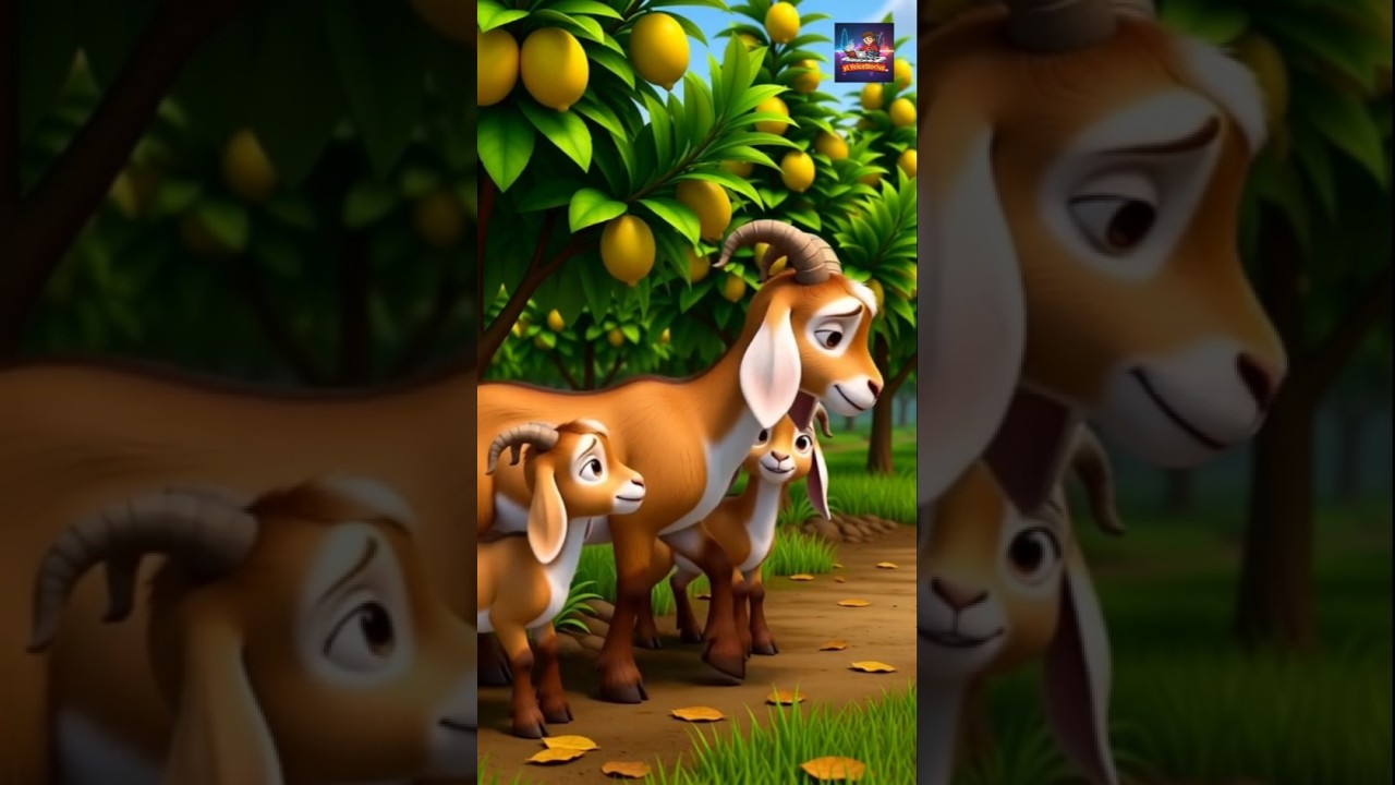 Goat and her baby planted an orange tree 🍊| story of goat and her baby 