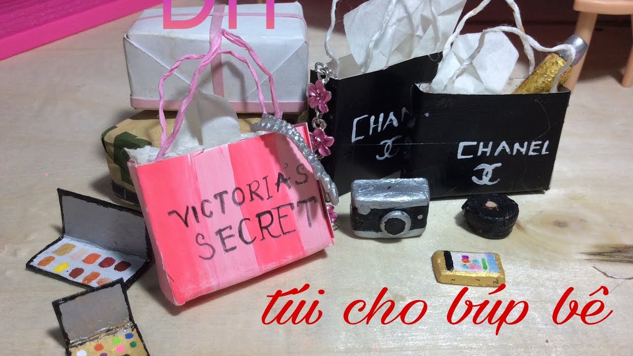 How to make shopping bag for doll LÀM TÚI XÁCH VÀ HỘP TRANG SỨC CHO