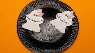 DIY How to Make a Cute Halloween Ghost Paper Plate | Autumn Decoration