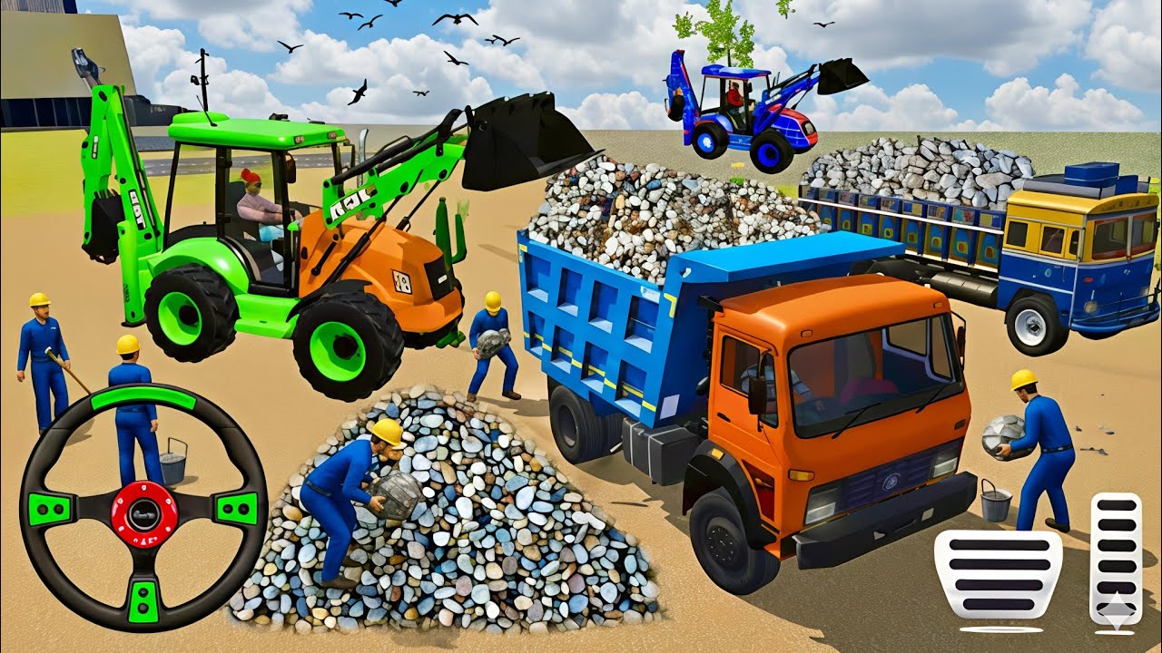 🔴Drive JCB and Uploading 🪨🏗Stone From Dumper🌋 Truck in Game #truck​ #jcb​ #tractor​ #dumper​ #games​
