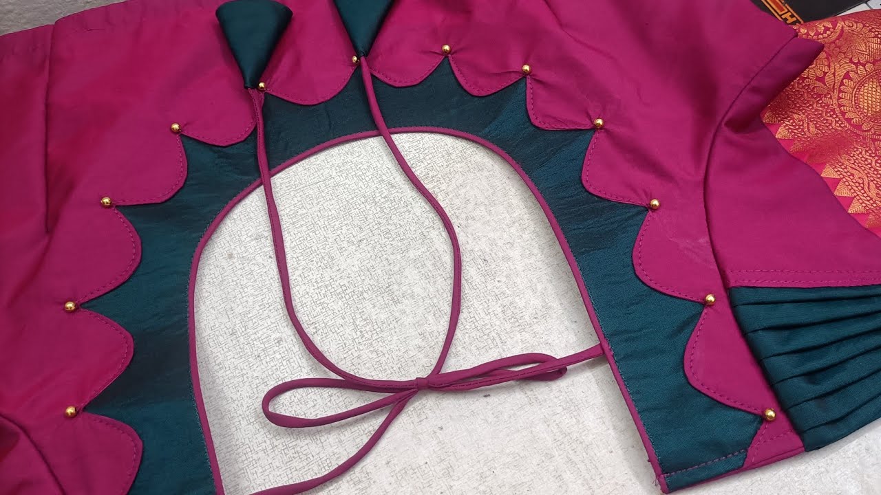 Latest Trending scallop model neck design cutting and stitching for blouse