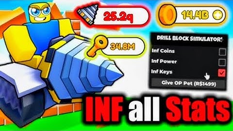 Drill Block Simulator Script - INFINITE STATS, GET ROBUX PETS
