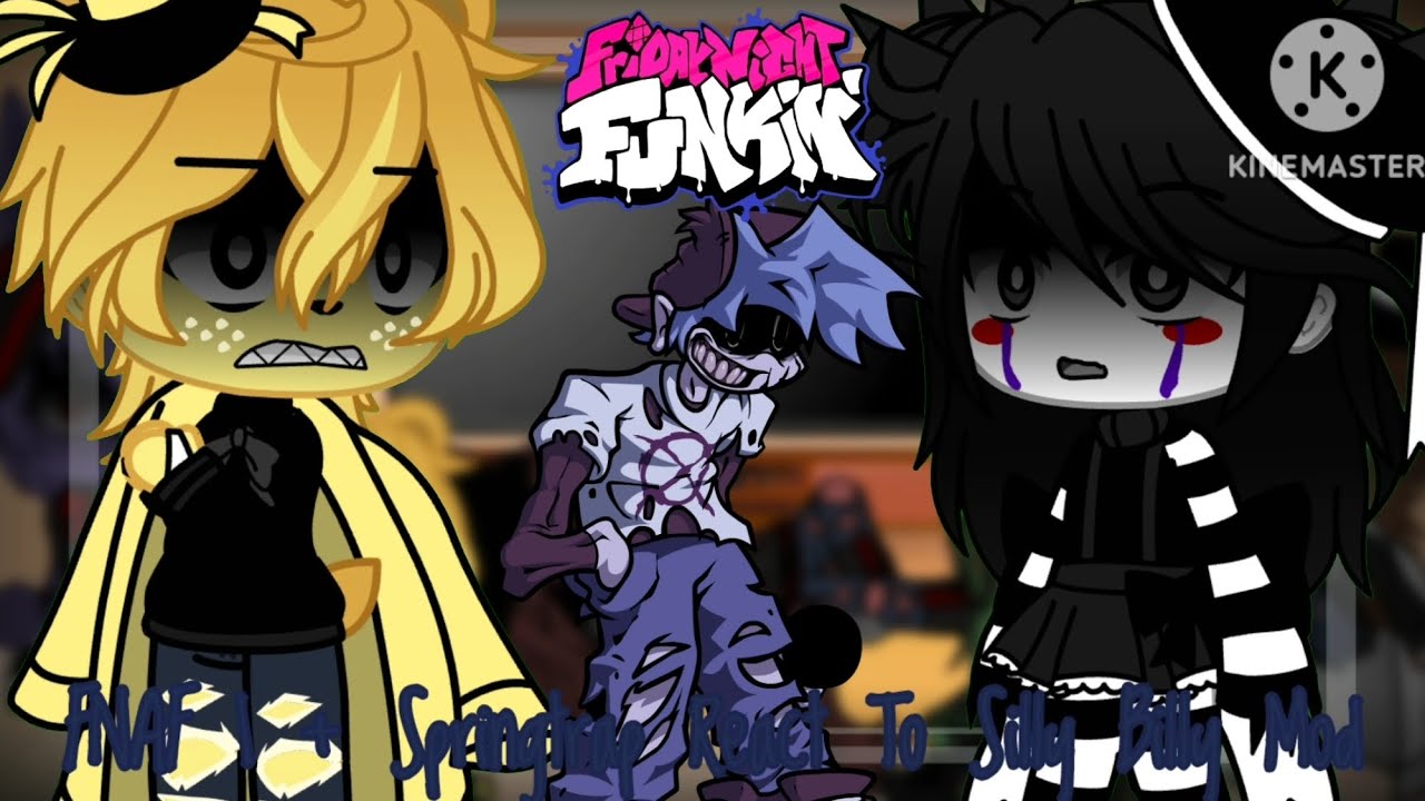 FNAF 1 + Marionette & Springtrap React To FNF Silly Billy Mod || Gacha Club