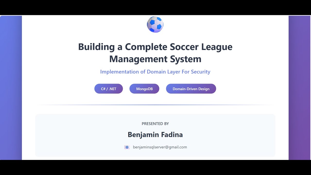 Soccer League Management System - Implementation of Domain Layer For Security