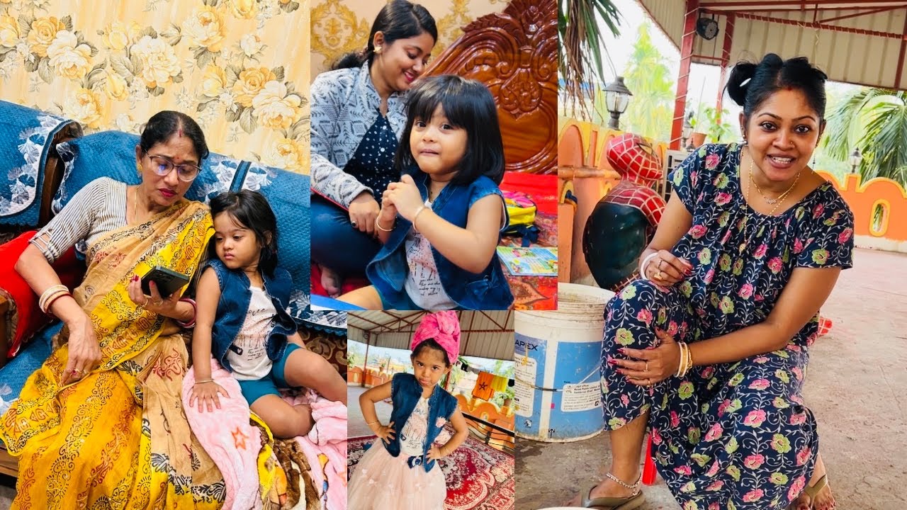 👇বাপের বাড়িতে এসে লিটিল গোল্ডের পরাশুনা করতে মন নেই🥹মা রান্না করলো চিকেন কষা 🥗