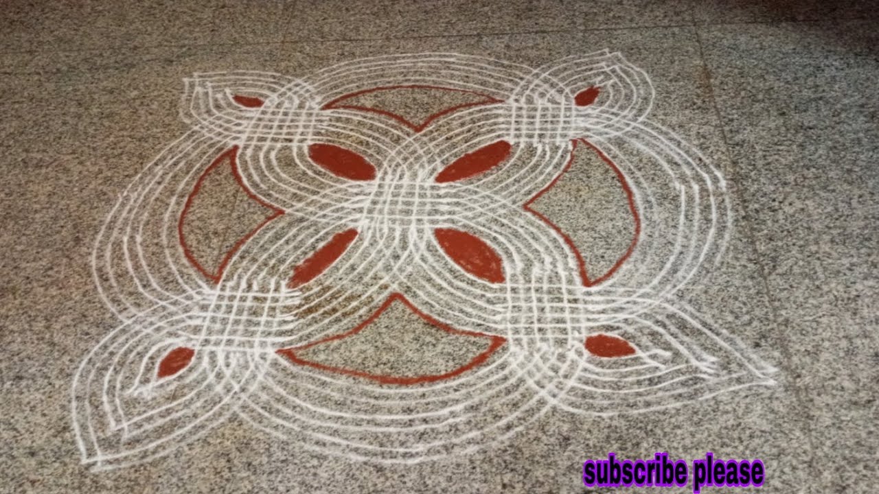 simple double line rangoli design☘️☘️☘️ easy rangoli design🪴🪴🪴 YouTube
