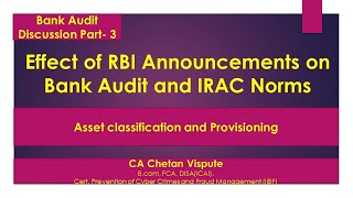 BANK AUDIT-2020. EFFECT OF MORATORIUM ON IRAC NORMS AND PROVISIONING.