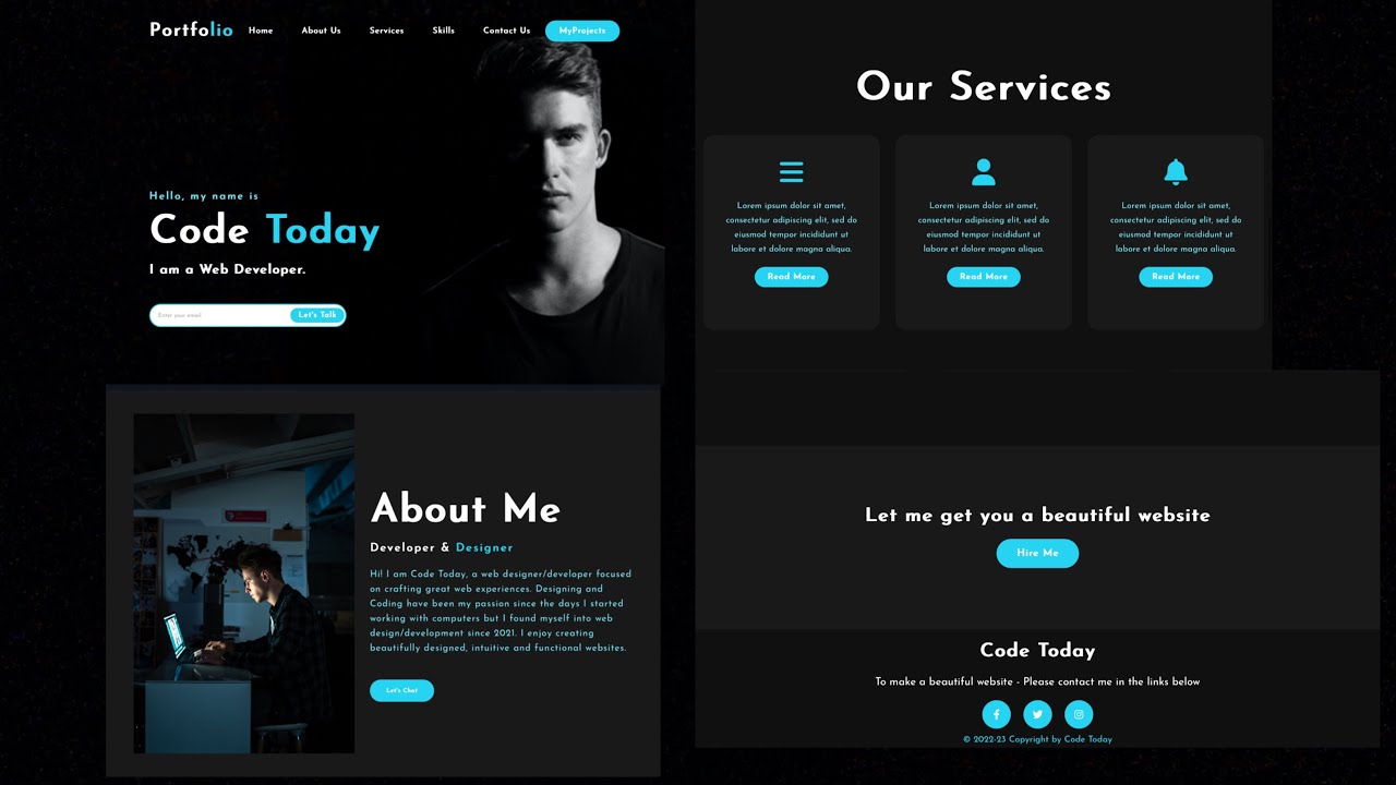 Build a personal portfolio website using only Html & Css || Code Today ...