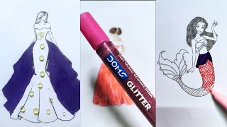 Beautiful Dress With Glitter | Dress With Creative techniques | Lymus Arts