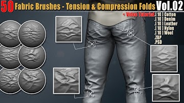 Brush: 50 Fabric Brushes - Tension & Compression Folds Vol.02+ Video Tutorial || Intro