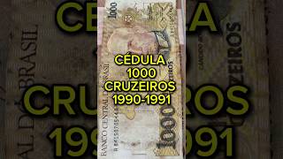 Cédula de dinheiro do Brasil de 1000 cruzeiros dos anos 90 #cédulas #dinheiro #moedas #numismatica