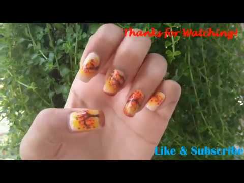 Autumn tree nail art