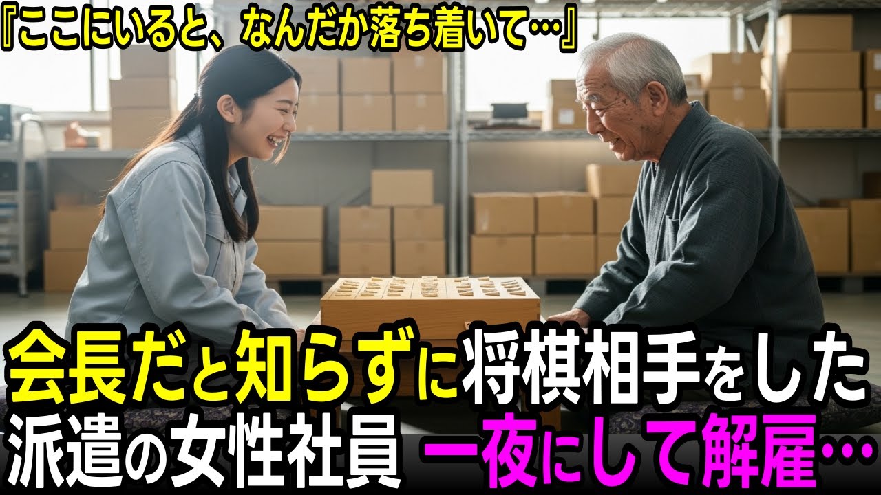 会長だと知らずに、将棋相手をした派遣社員。翌日、解雇を言い渡され泣き崩れるが…
