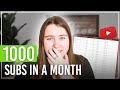 1000 SUBSCRIBERS IN 30 DAYS: Grow on YouTube Fast in 2020