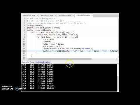 Java loop simulation to model a given series and find the sum