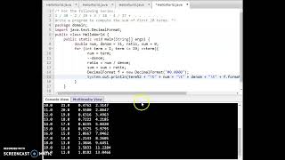 Java loop simulation to model a given series and find the sum