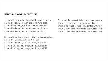 RHC 382:  I Would Be True