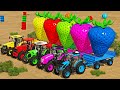 Claas vs mccormick vs john deere vs fendt tractors battle with strawberries  farming simulator 22