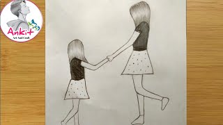 Really very easy Mothers Day drawing for beginners /mothers day drawing @Farjana Drawing Academy