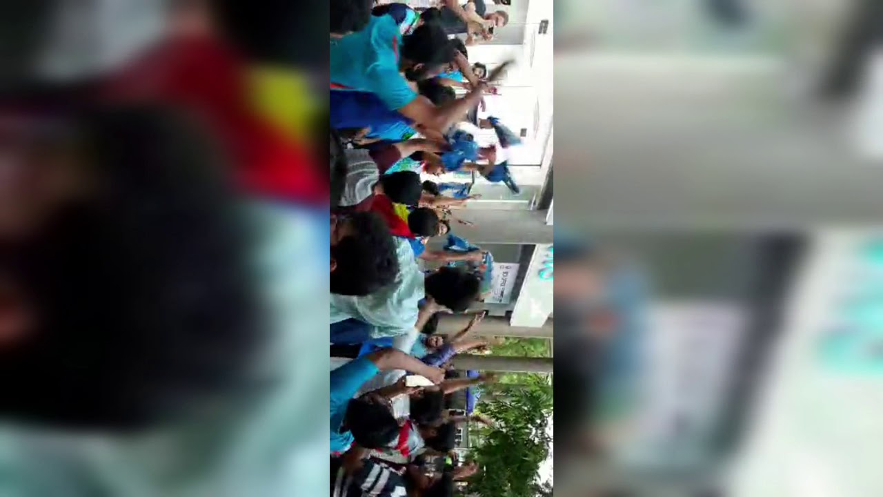 Blue pilgrims chanting