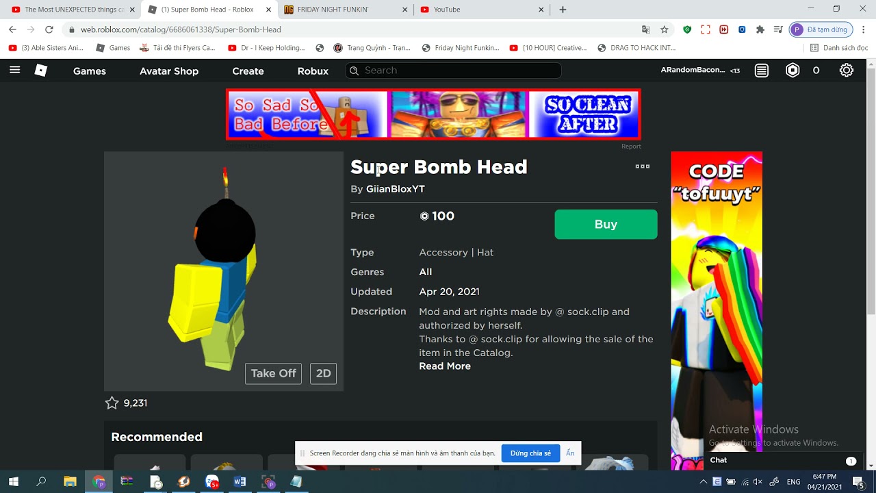 The Super Bomb Head Is Back On Roblox Youtube - bomb roblox