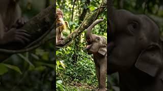 Monkey And Elephant #shorts #animation #animals #asmr