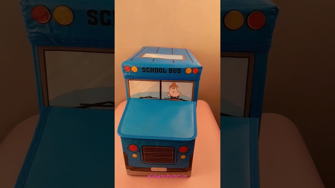 KIDS STORAGE BUS MULTIPURPOSE SITTING STOOL+STORAGE BOX||