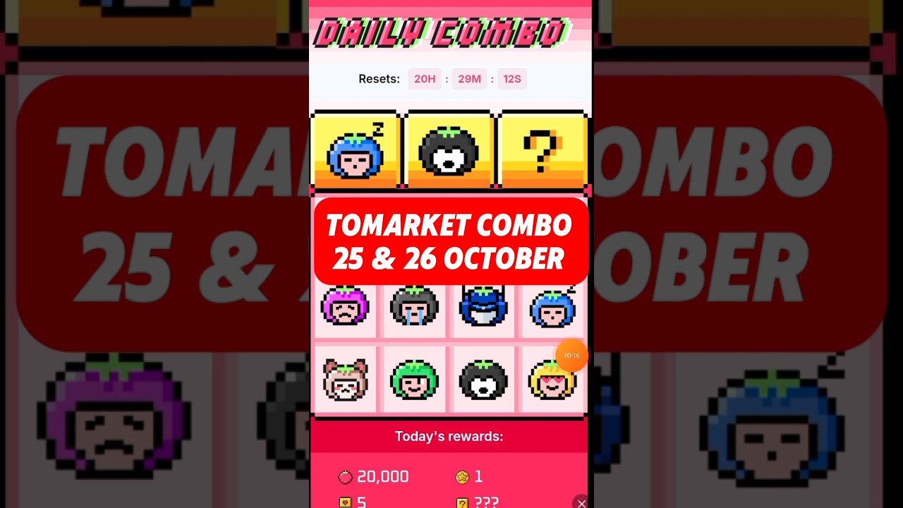Tomarket Daily Combo 25 & 26 October Tomarket Daily code Today | 
