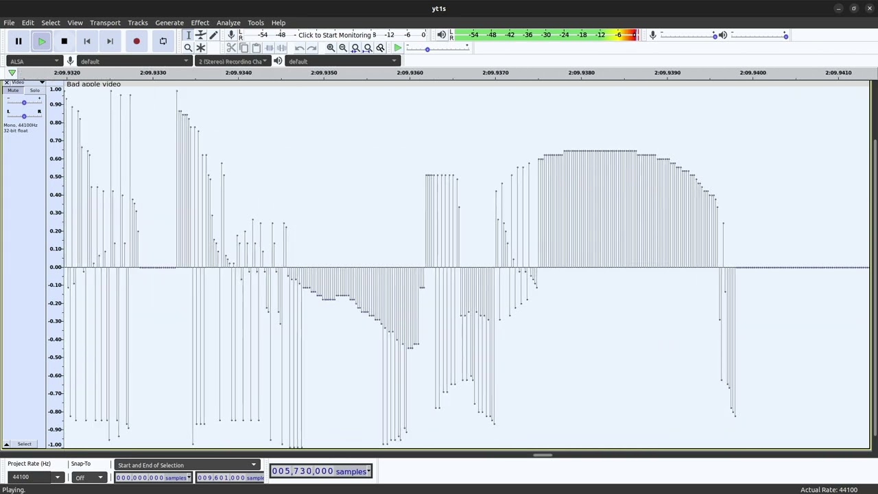 Bad apple in audacity