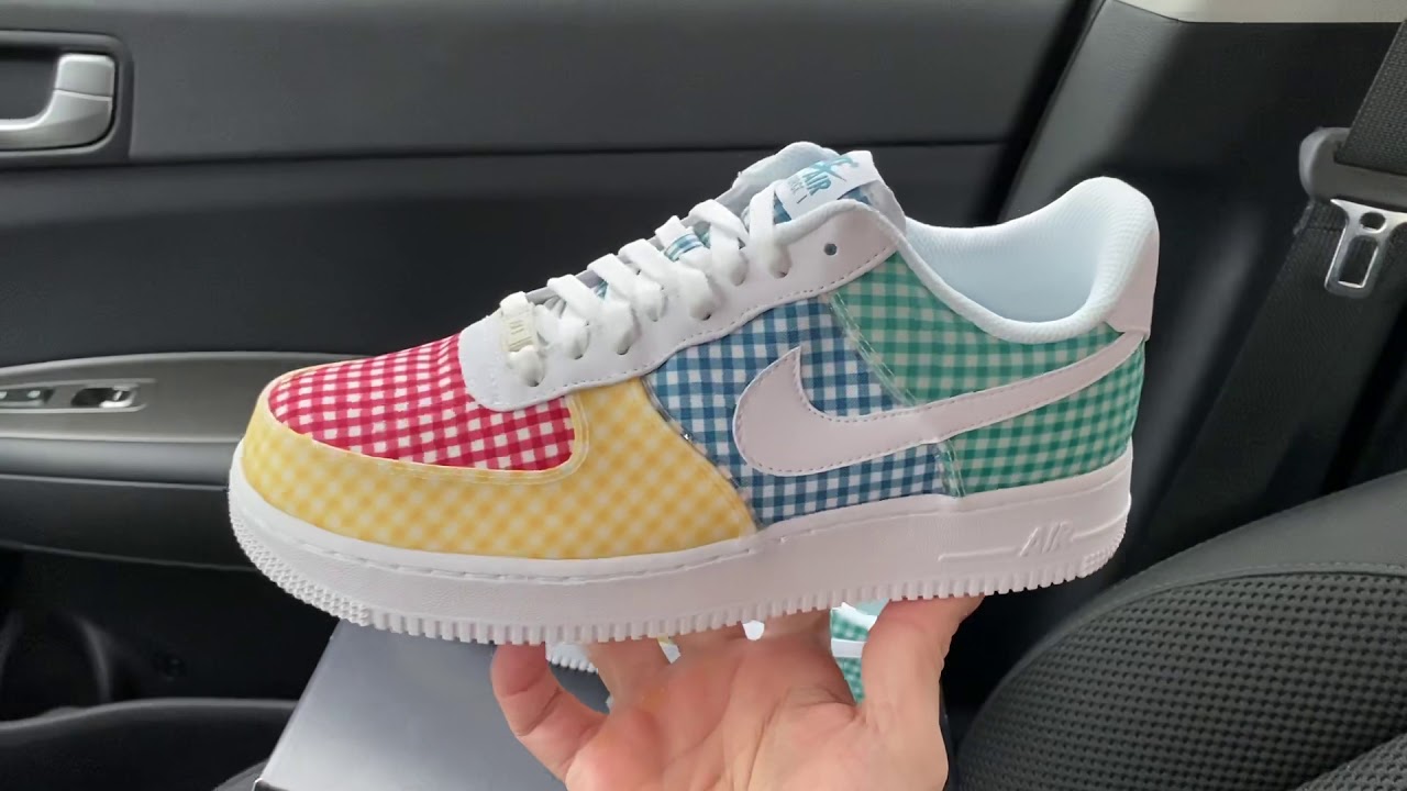 nike air force 1 gingham sneakers