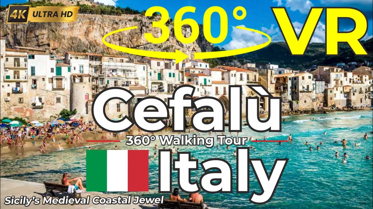 🇮🇹 Cefalù, Italy – 4K 360 Walking Tour – Historic Coastal City Walk