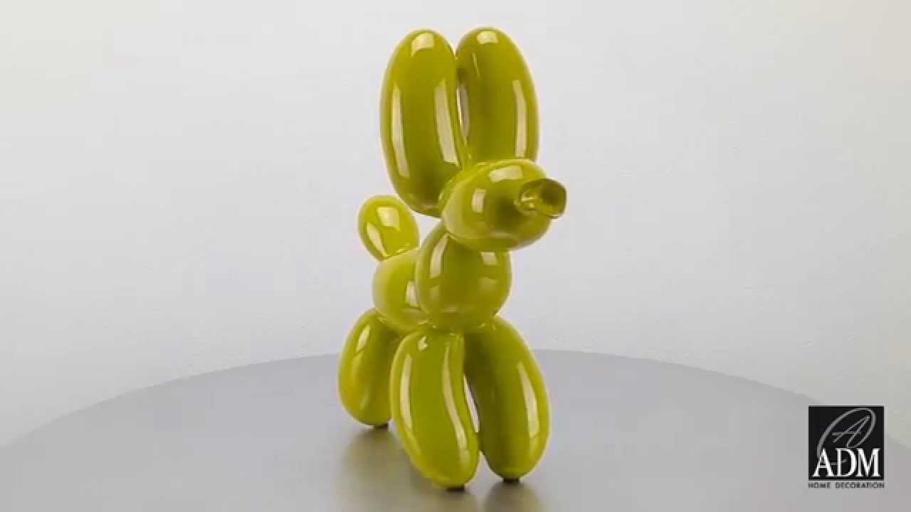 Sculpture en résine laquée jaune Chien ballon petit modèle jaune