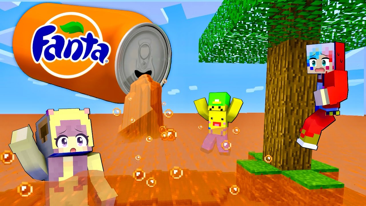 Minecraft: Surviving a tsunami of giant Fanta cans!?🥤 [Minecraft