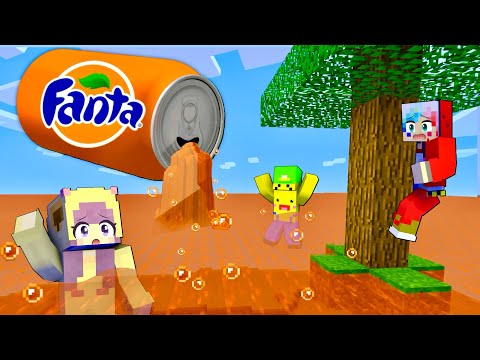Minecraft: Surviving a tsunami of giant Fanta cans!?🥤 [Minecraft
