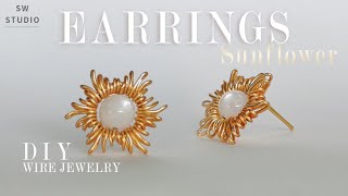 Sunflower Stud Earrings/Easy Ear Studs/Easy Earrings/Wire Wrap Earrings Tutorial/How to make