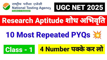 Class 1 Research Aptitude MCQs for June 2025 | UGC NET Research Aptitude| UGC NET Most Expected MCQs