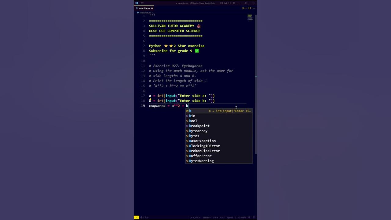 PYTHAGORAS IN PYTHON?! - Python GCSE (Beginner) - YouTube