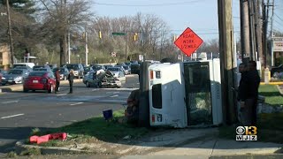 Multi-Vehicle Crash In Rockville Flips U.S. Postal Service Truck